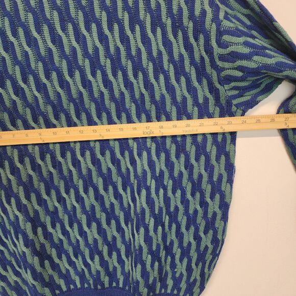 Vintage Embassy Row Geo Knit Sweater Size XL Merino Wool Blue Green Retro 80s - Picture 11 of 14